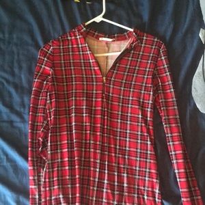 Plaid long sleeved dress